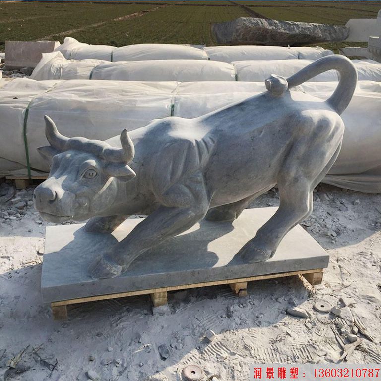 大理石石雕牛雕塑 动物牛雕塑 厂家来图定制